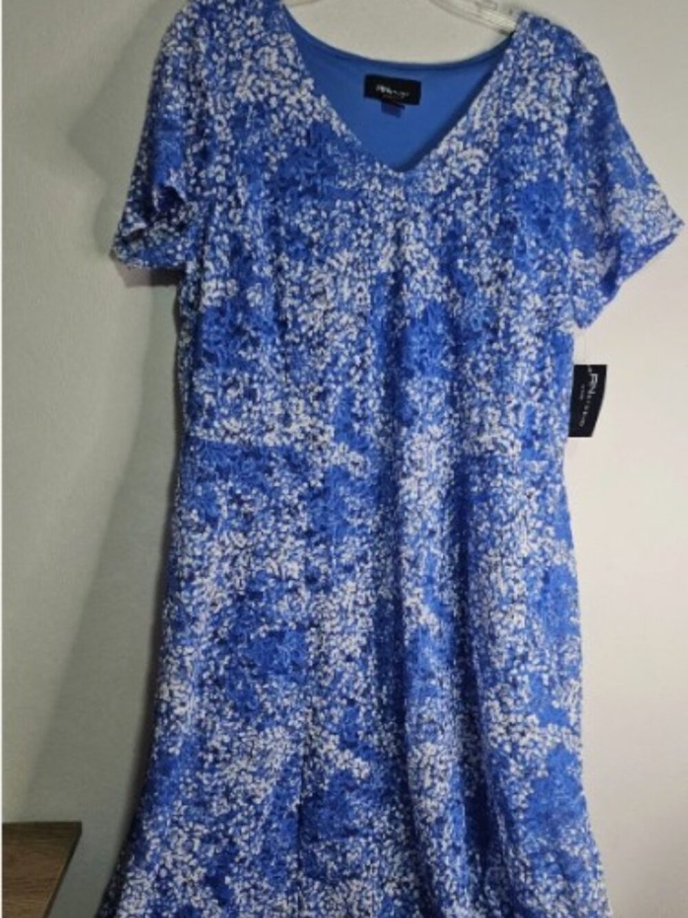 Ronni Nicole Dress Size 16W Blue Lace Floral